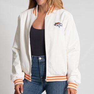 NFL Denver Broncos White Vegan Leather Jacket